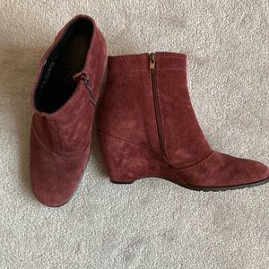 Franco Sarto Cranberry Suede Booties